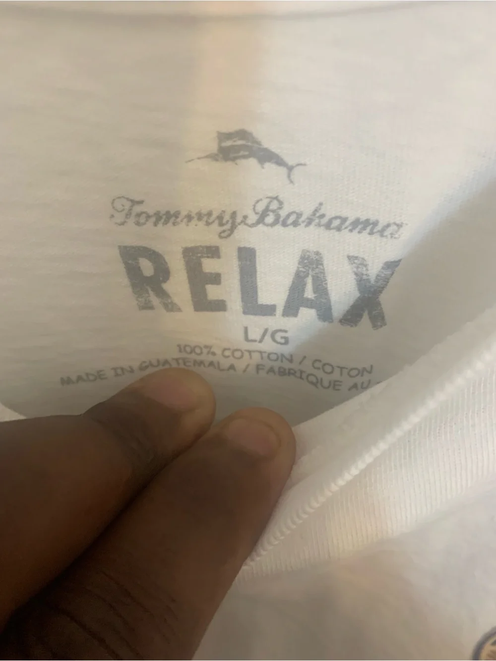 Tommy Bahama White Tee with Blue and Gold Crest - Picture 1 of 3